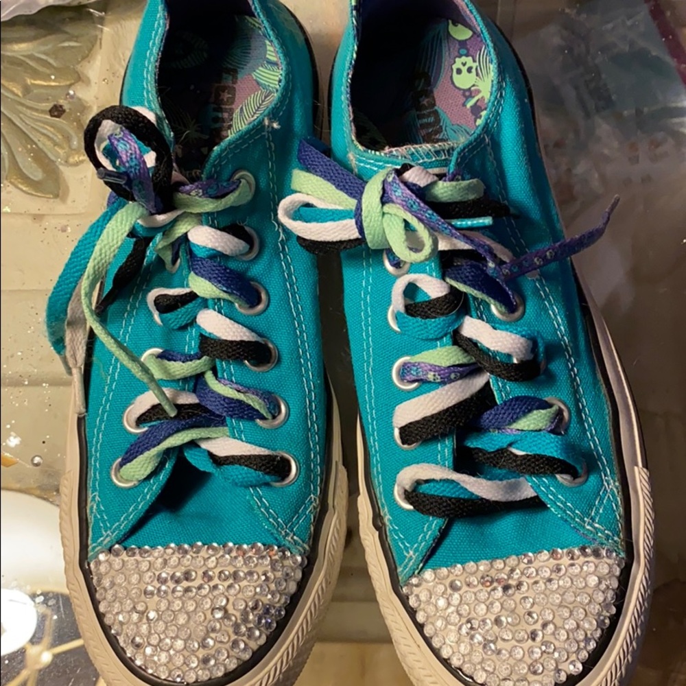 Women’s Teal Blinged Converse - New